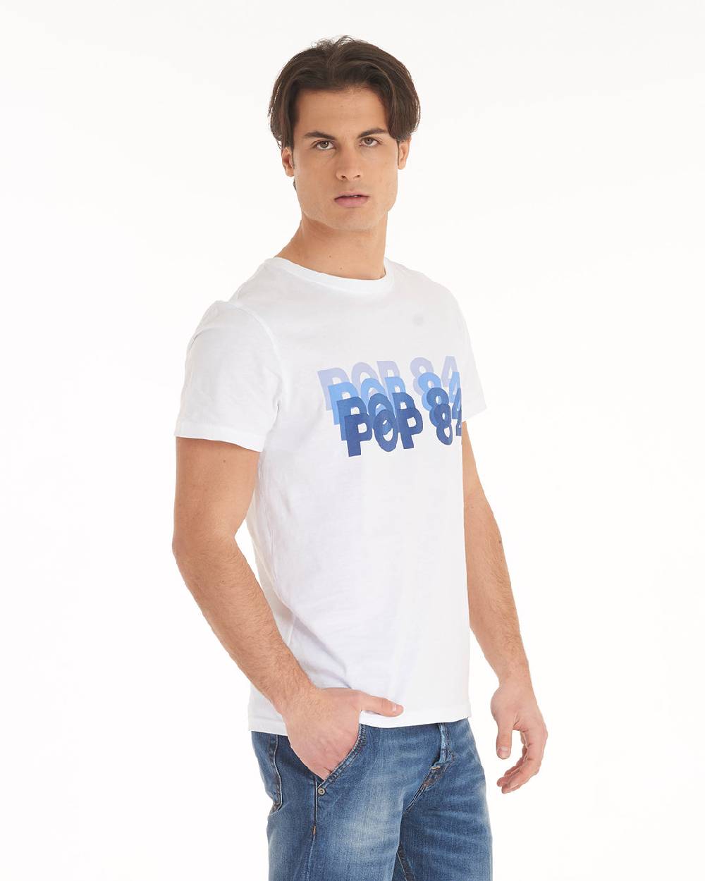 Pop84 T-shirt Scritta POP84 Vendita Calda