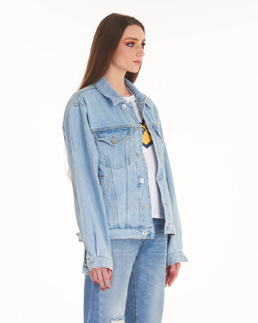 Pop84 Giubbino jeans over fit lavaggio chiaro Negozi Online