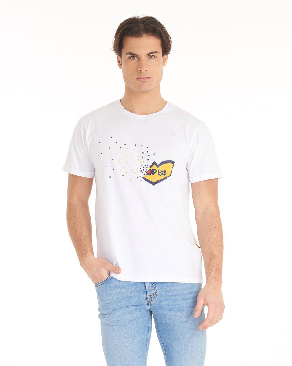 Pop84 T-shirt Logo Pixel POP84 Economico
