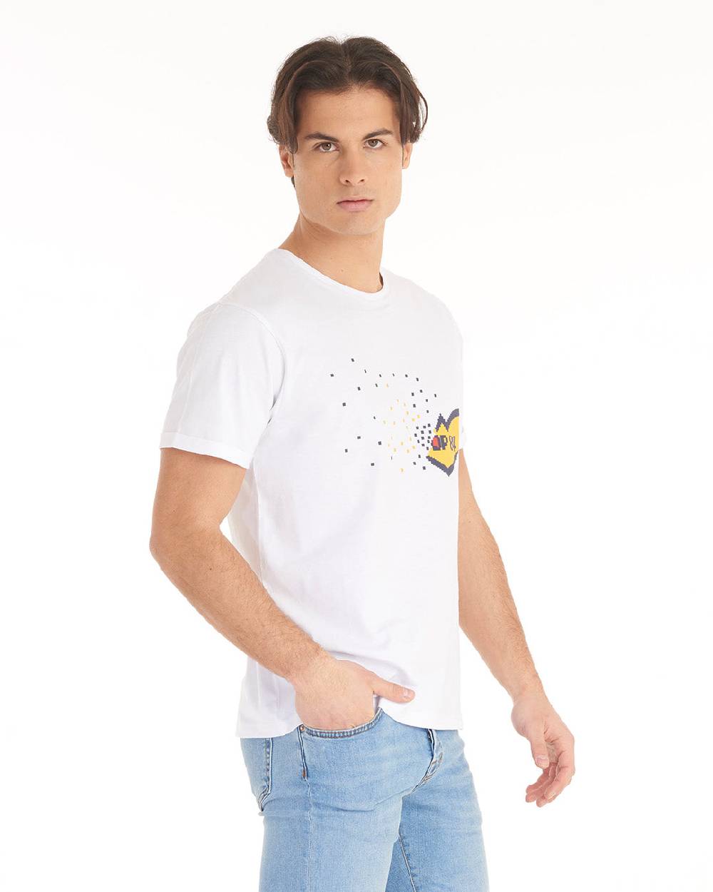 Pop84 T-shirt Logo Pixel POP84 Economico