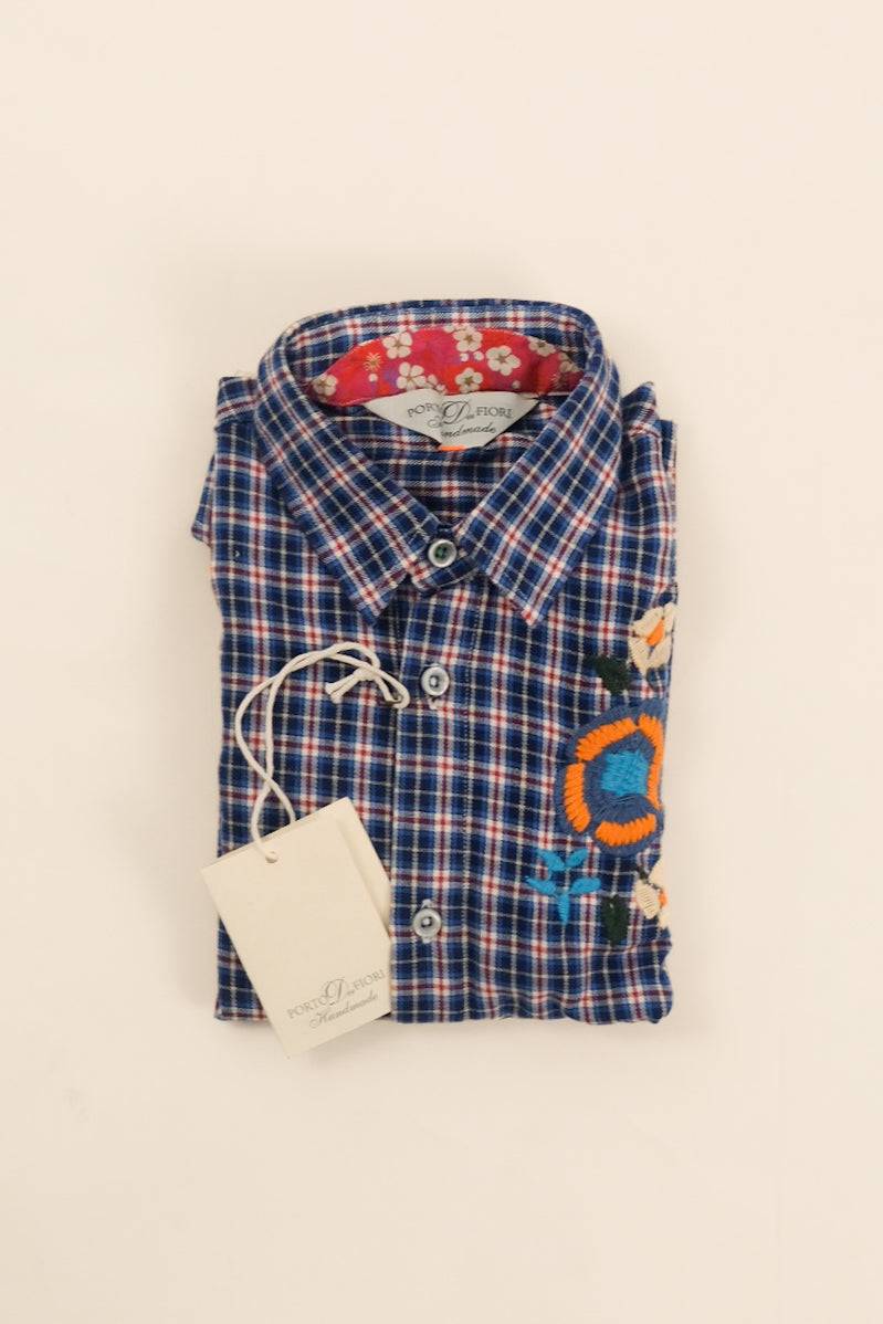 Portofiori CAMICIA BAMBINO COTONE QUADRO RICAMATA Sconto