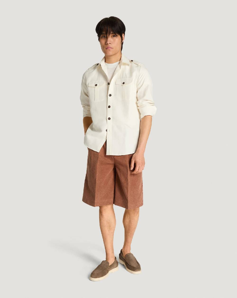 Pt Torino Bermuda in twill di cotone e lino Negozio