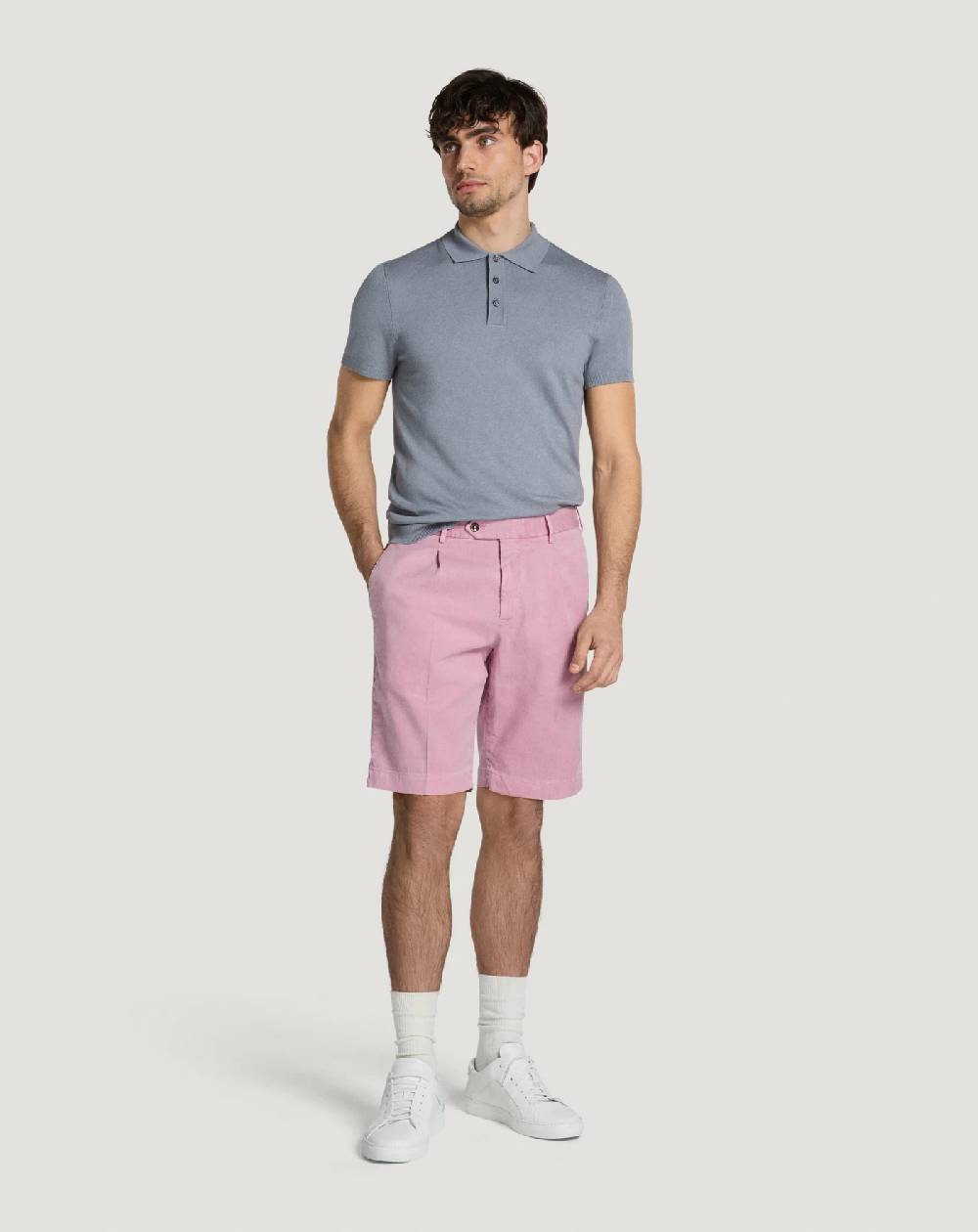 Pt Torino Bermuda in lino stretch délavé Italia