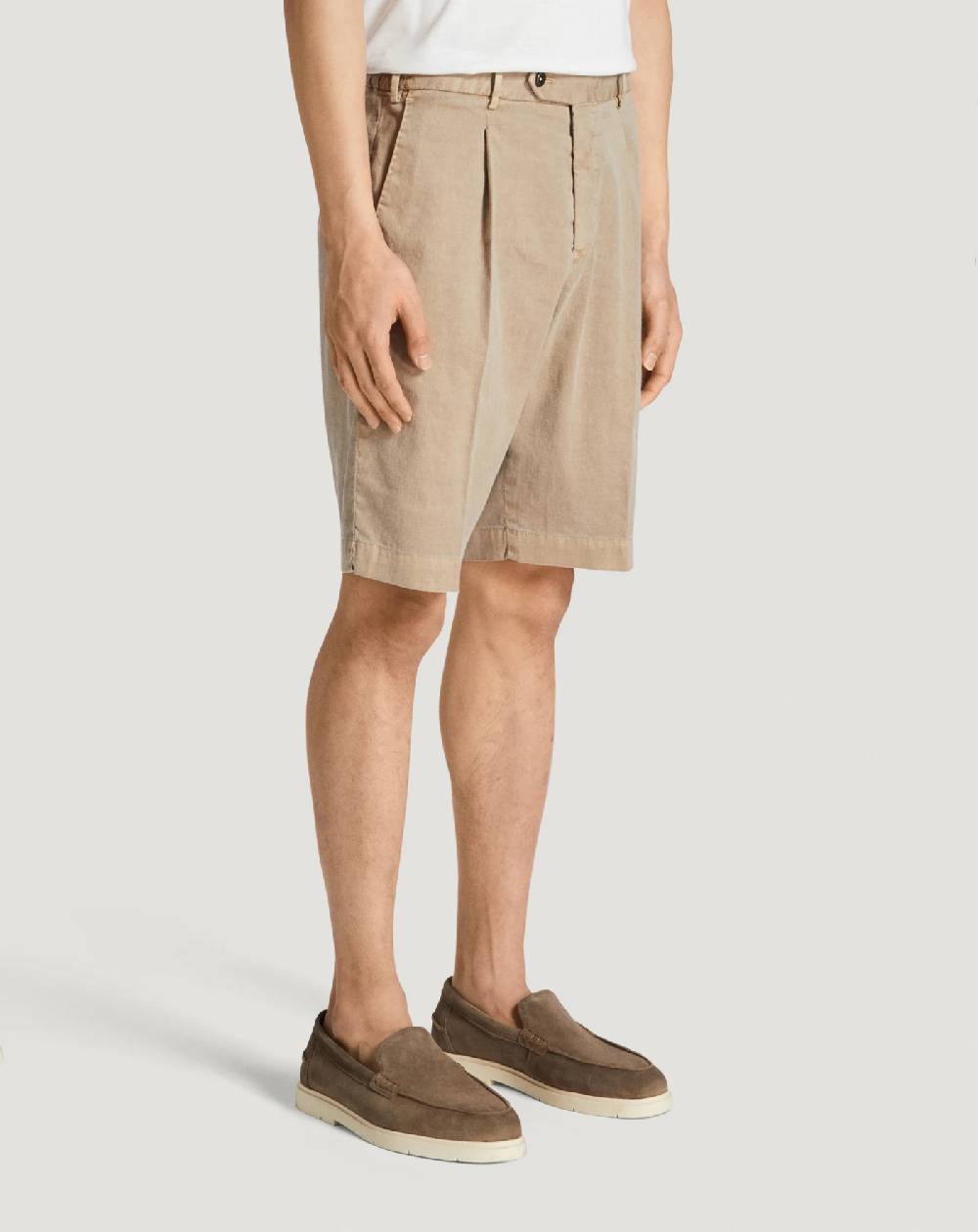 Pt Torino Bermuda in lino stretch délavé Negozi Online