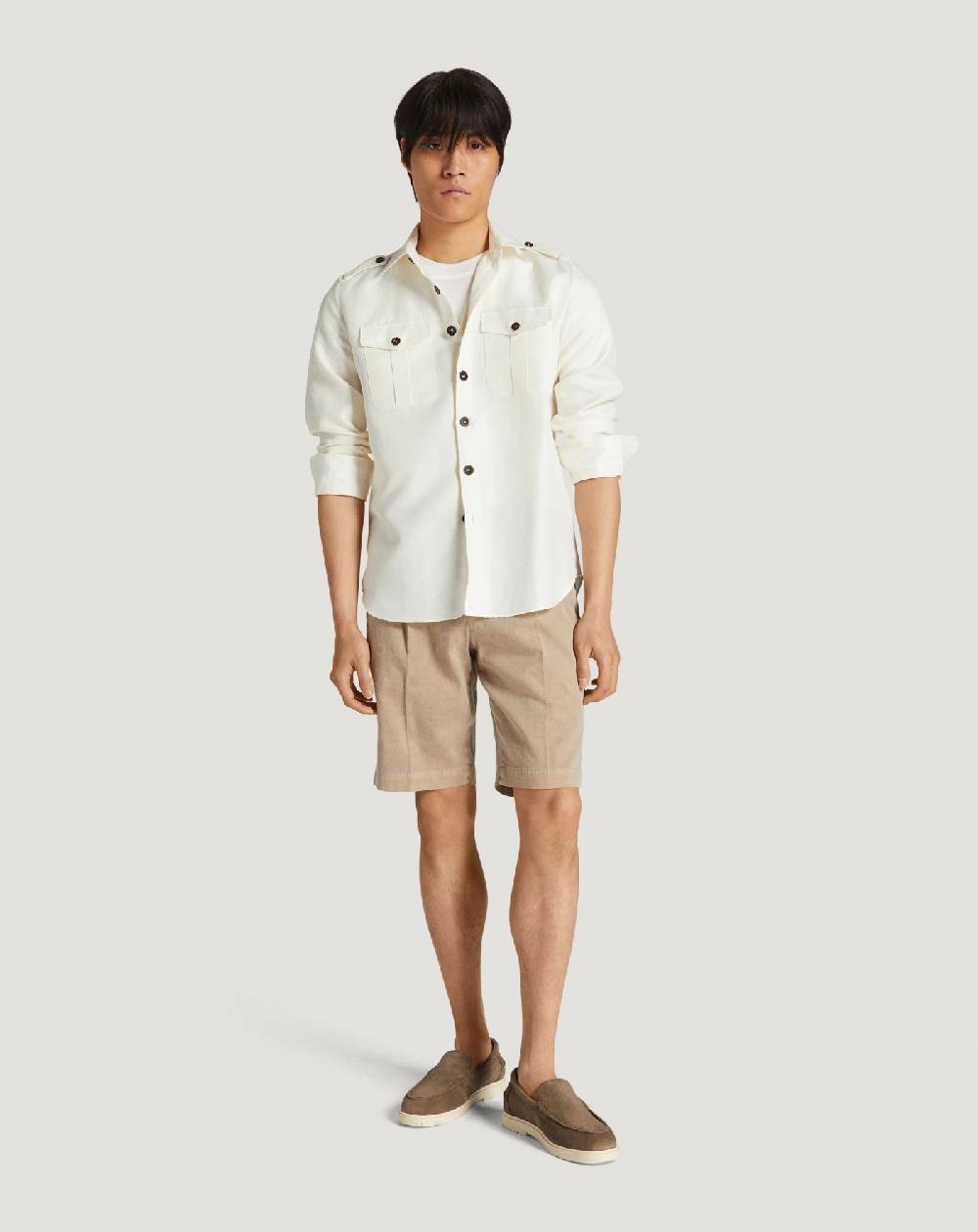 Pt Torino Bermuda in lino stretch délavé Negozi Online