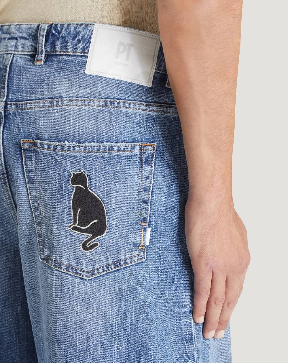 Pt Torino Jeans Skater in denim vintage Vendita