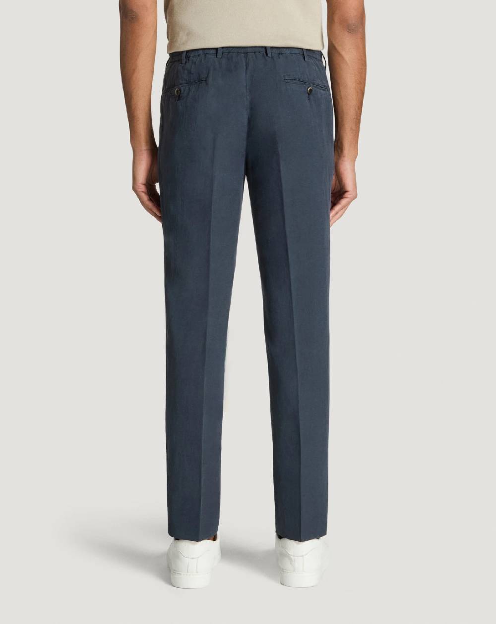 Pt Torino Pantaloni Slim in cotone e lino batavia Sottocosto
