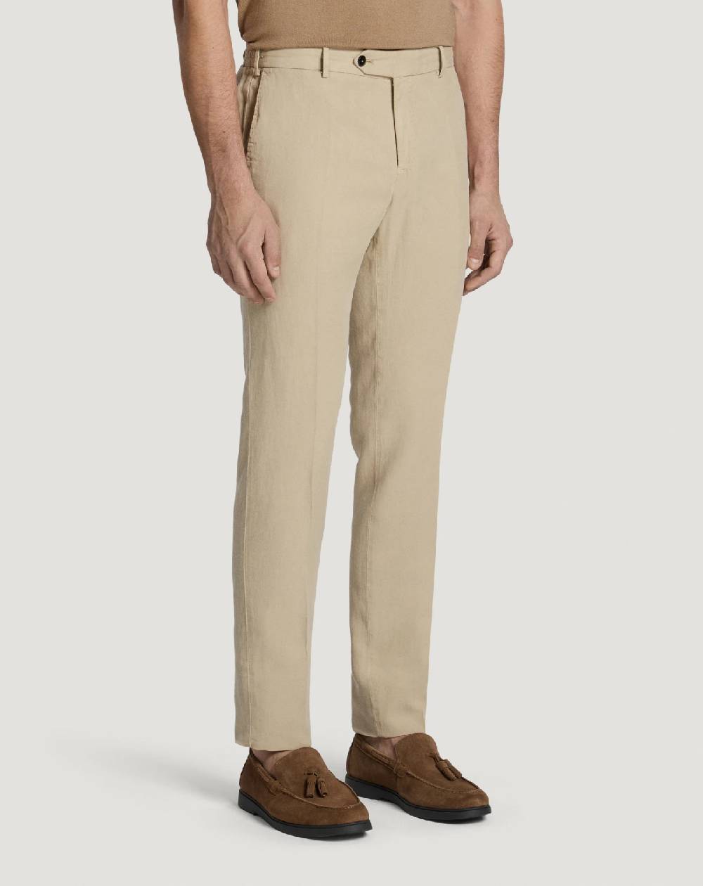 Pt Torino Pantaloni Slim in cotone e lino batavia Italia