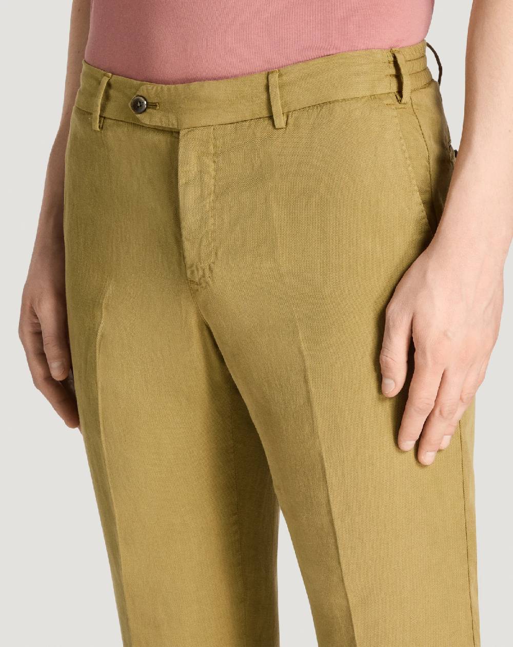 Pt Torino Pantaloni Slim in cotone e lino batavia Vendita