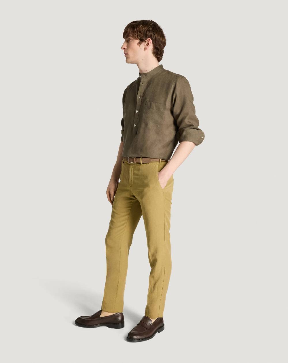 Pt Torino Pantaloni Slim in cotone e lino batavia Vendita