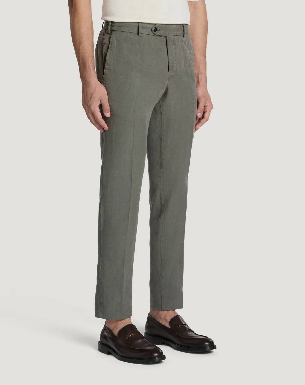Pt Torino Pantaloni Slim in cotone e lino batavia Pezzi Unici