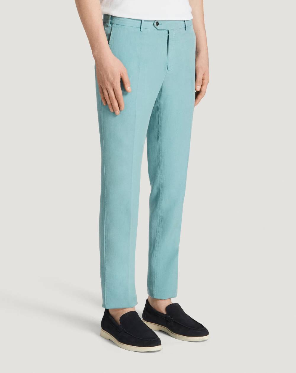 Pt Torino Pantaloni Slim in cotone e lino batavia Soddisfazione Garantita