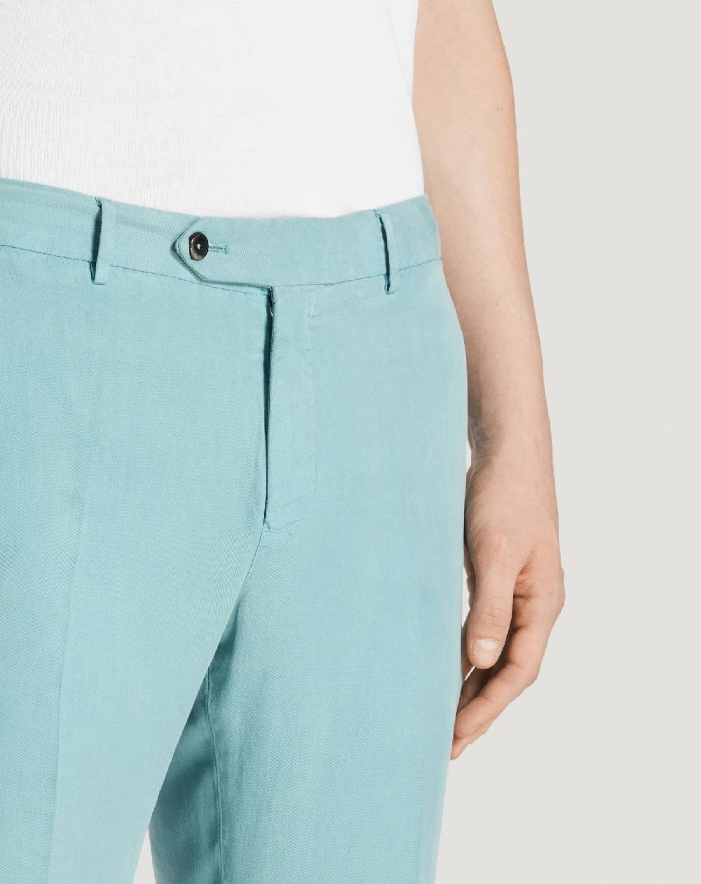 Pt Torino Pantaloni Slim in cotone e lino batavia Soddisfazione Garantita