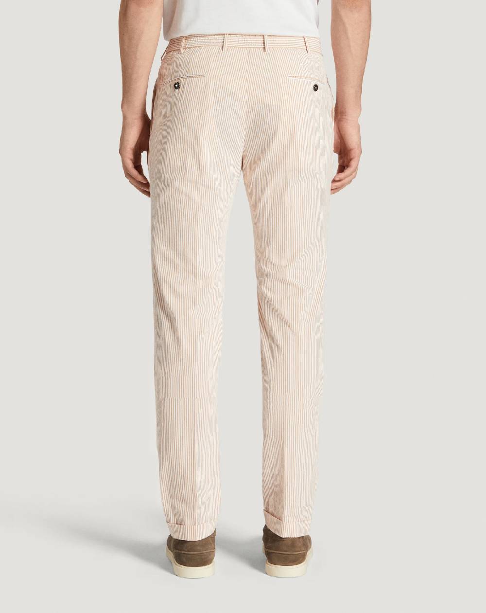 Pt Torino Pantaloni Slim in cotone seersucker a righe Shopping Online