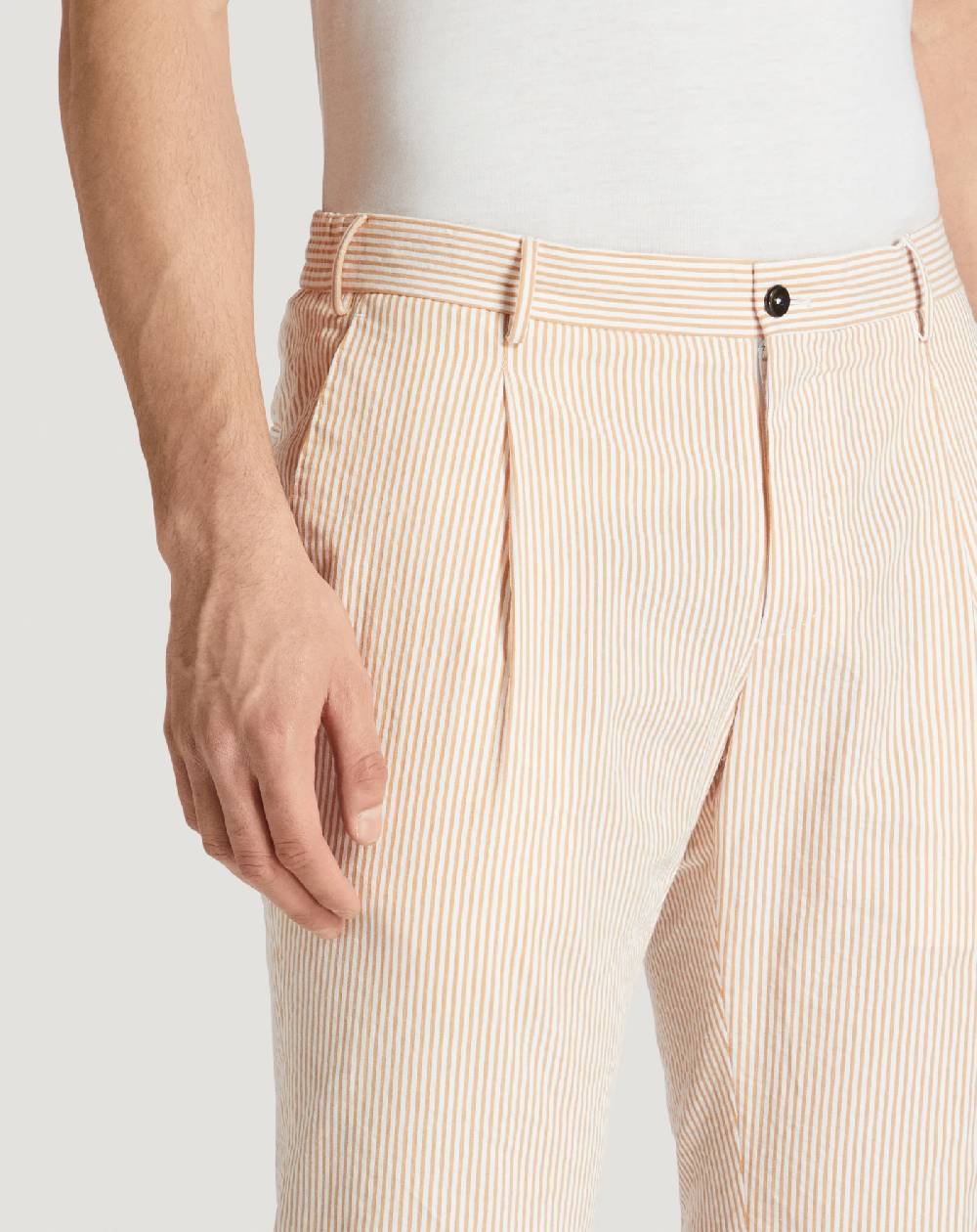 Pt Torino Pantaloni Slim in cotone seersucker a righe Shopping Online