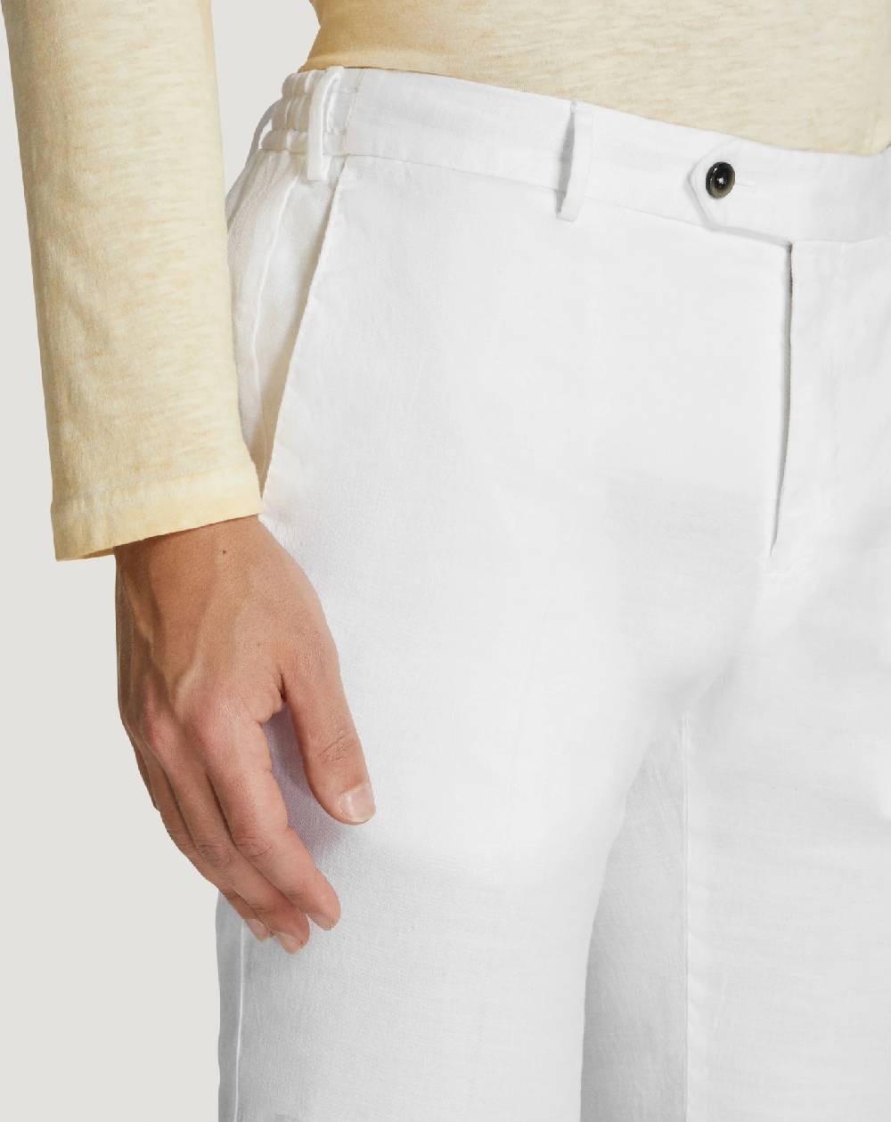 Pt Torino Pantaloni Slim in lino stretch délavé Sottocosto