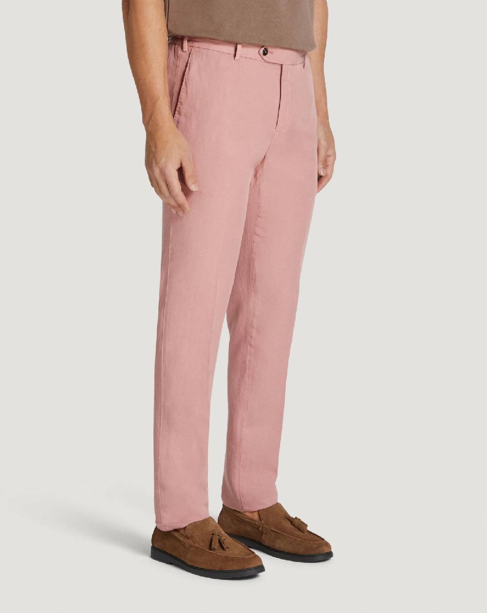 Pt Torino Pantaloni Slim in cotone e lino batavia Presa