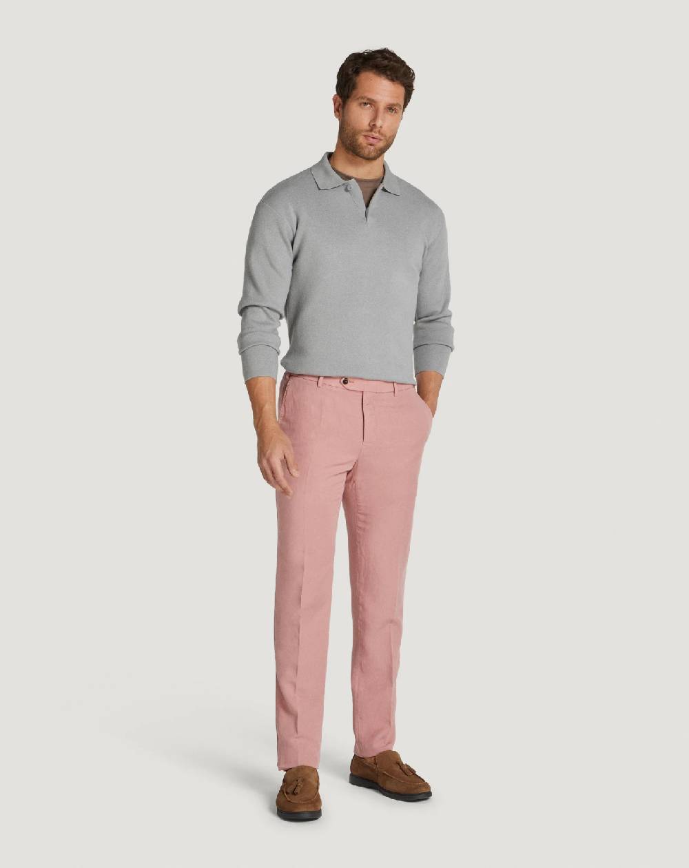 Pt Torino Pantaloni Slim in cotone e lino batavia Presa