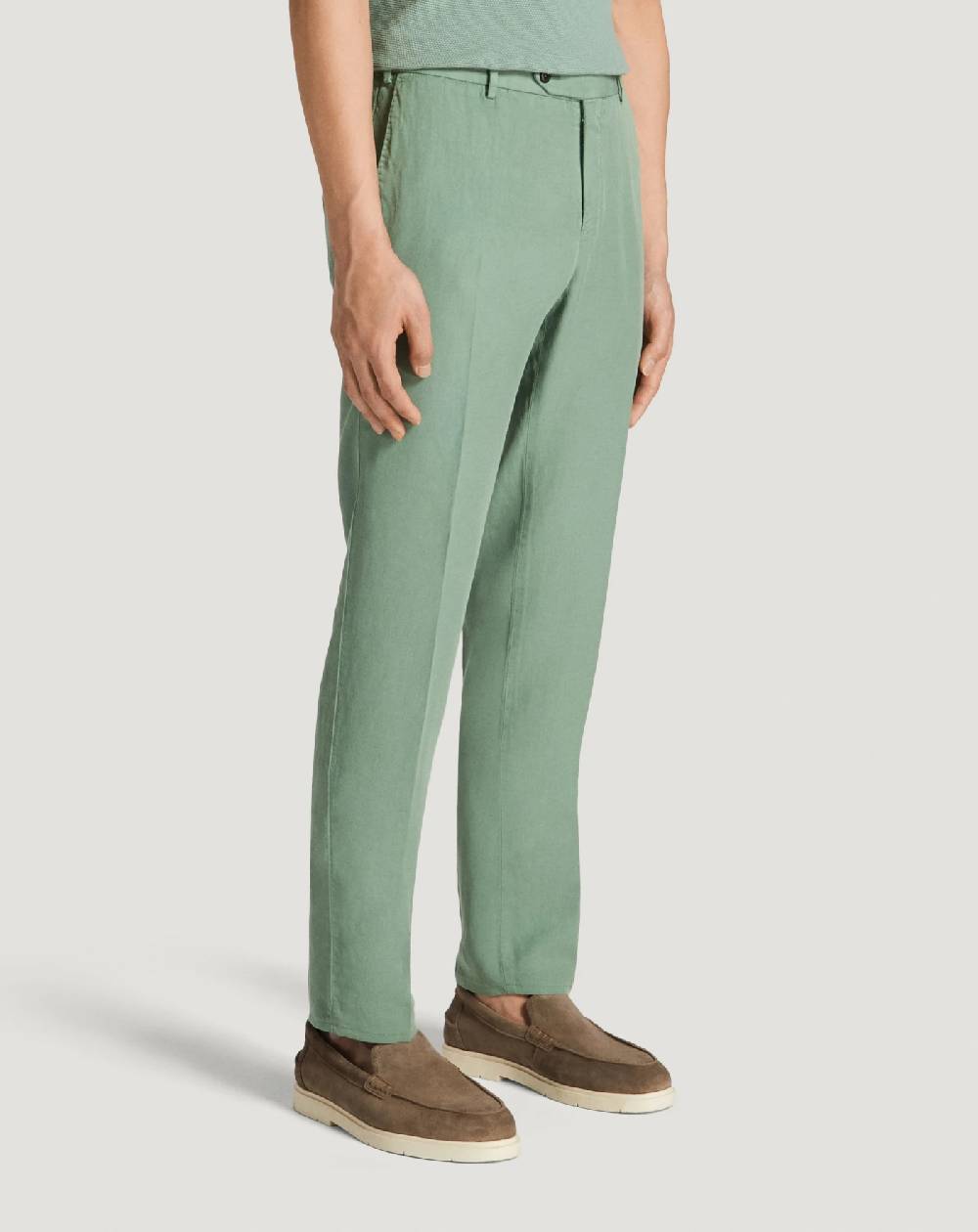 Pt Torino Pantaloni Slim in cotone e lino batavia Sconto