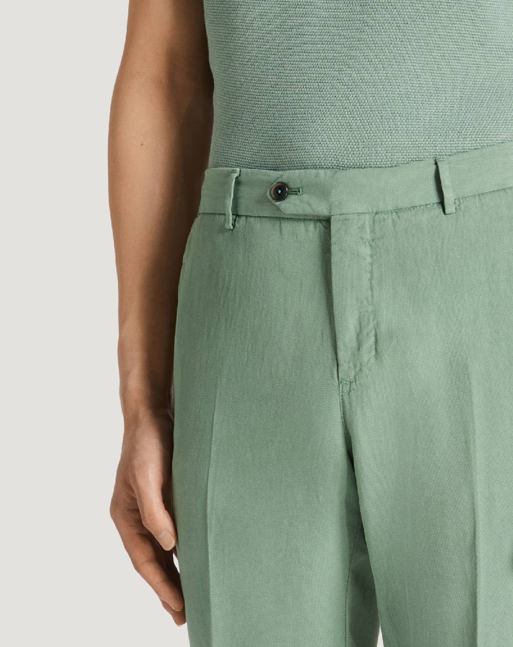 Pt Torino Pantaloni Slim in cotone e lino batavia Sconto