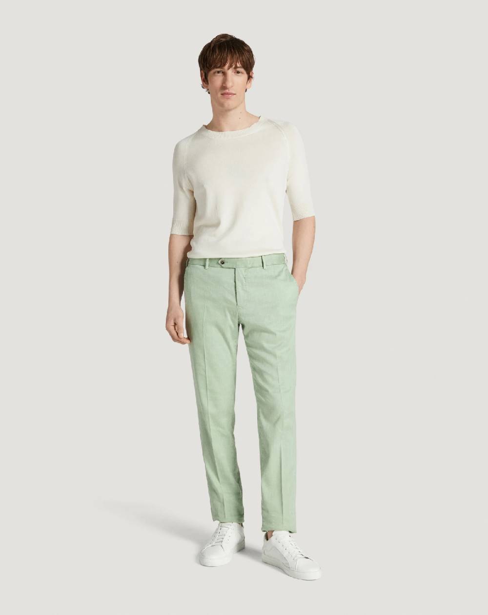 Pt Torino Pantaloni Slim in lino stretch délavé Saldi Di Fabbrica