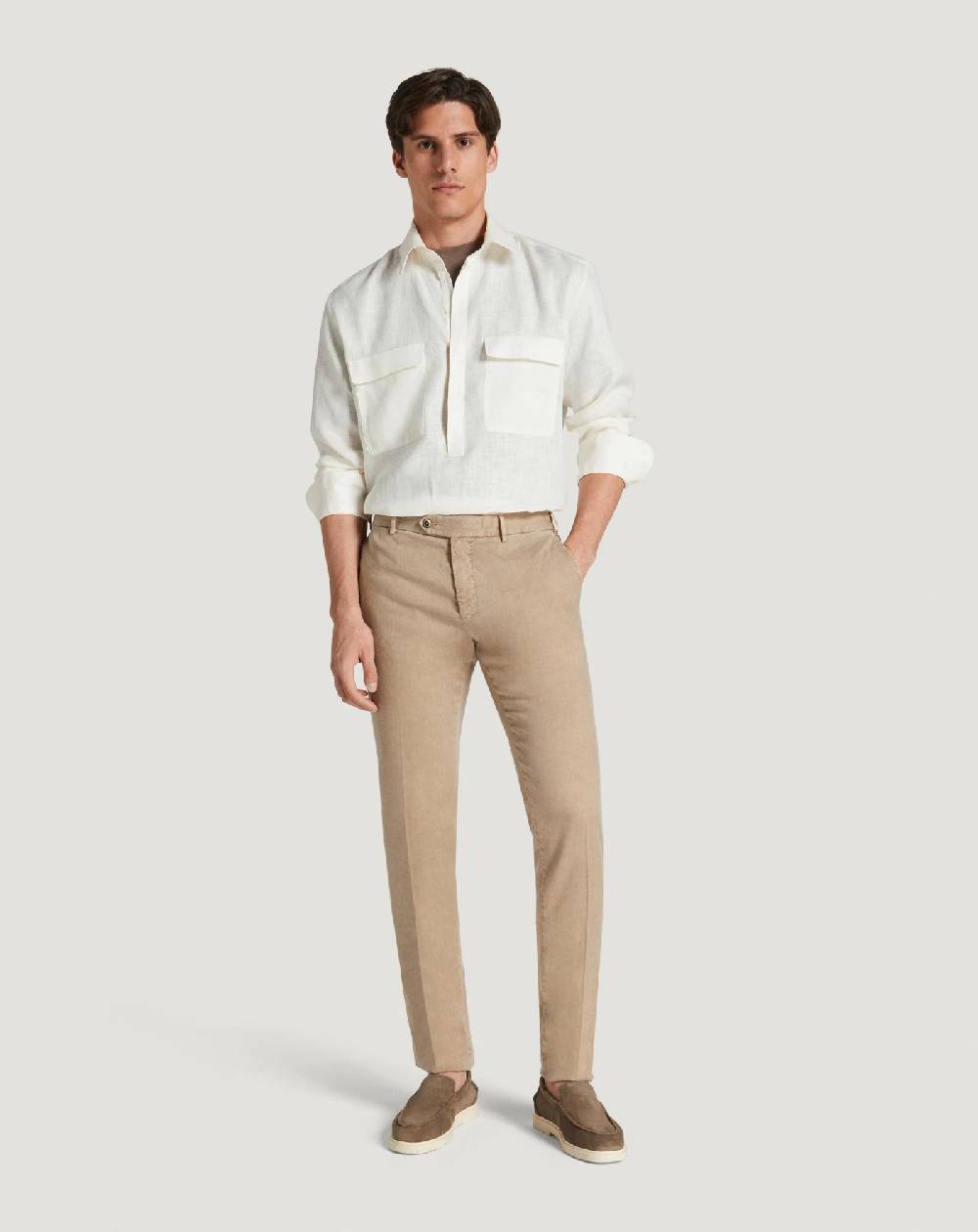 Pt Torino Pantaloni Slim in lino stretch délavé Nuova