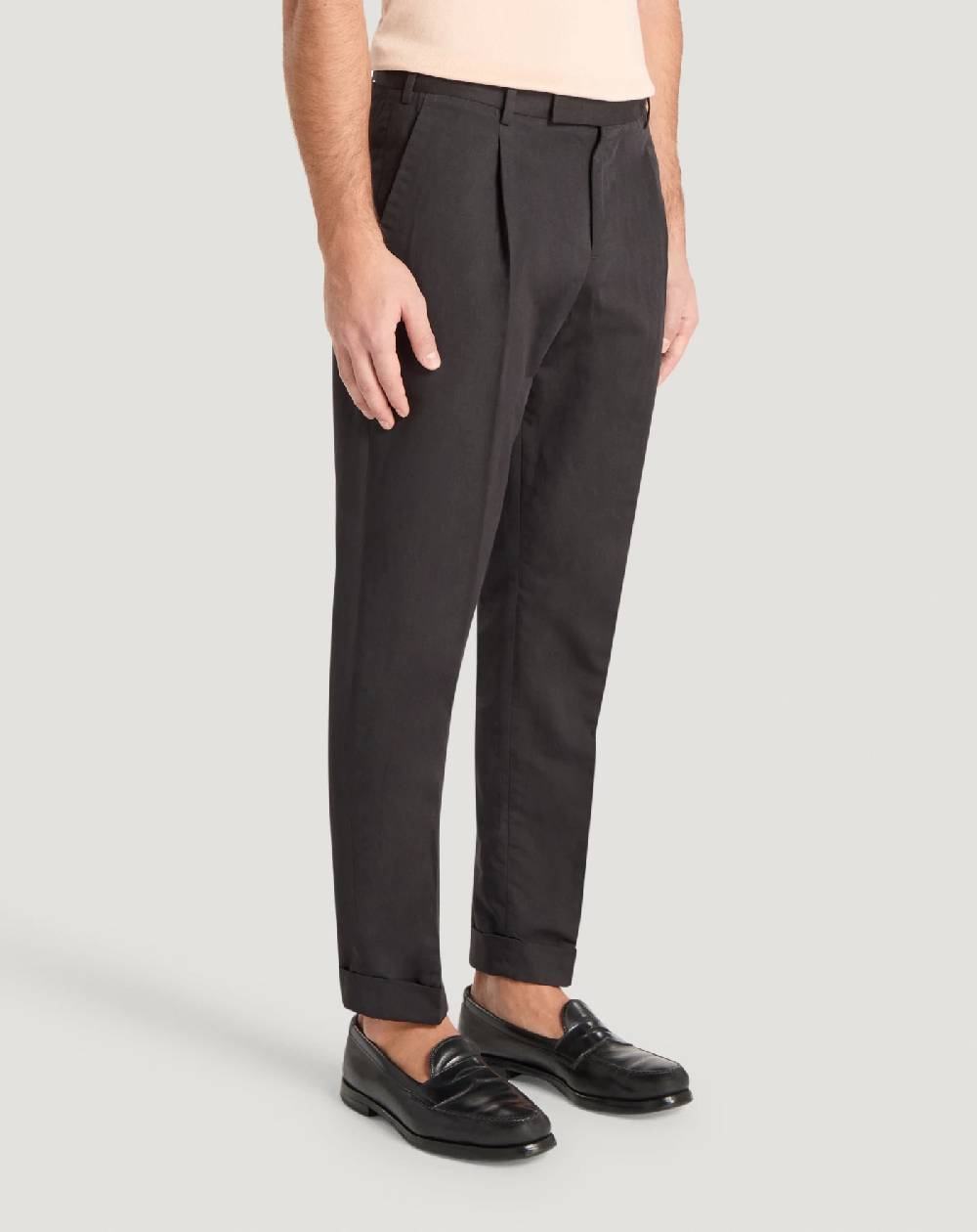 Pt Torino Pantaloni Rebel in gabardina di cotone e lino In Linea