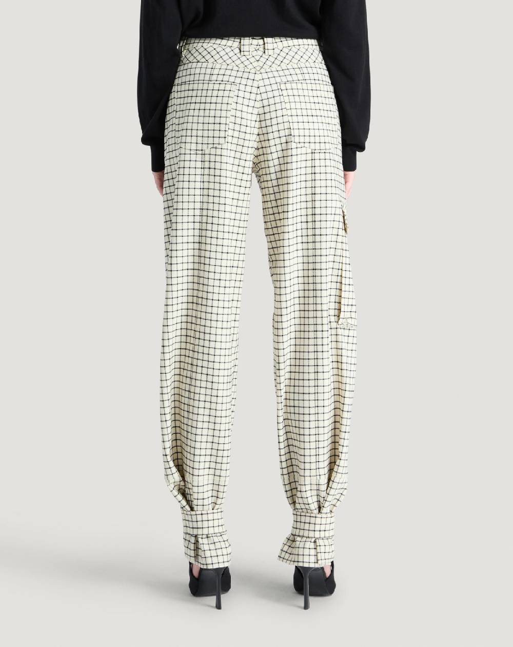 Pt Torino Pantaloni Giselle in lana stretch check Promozione