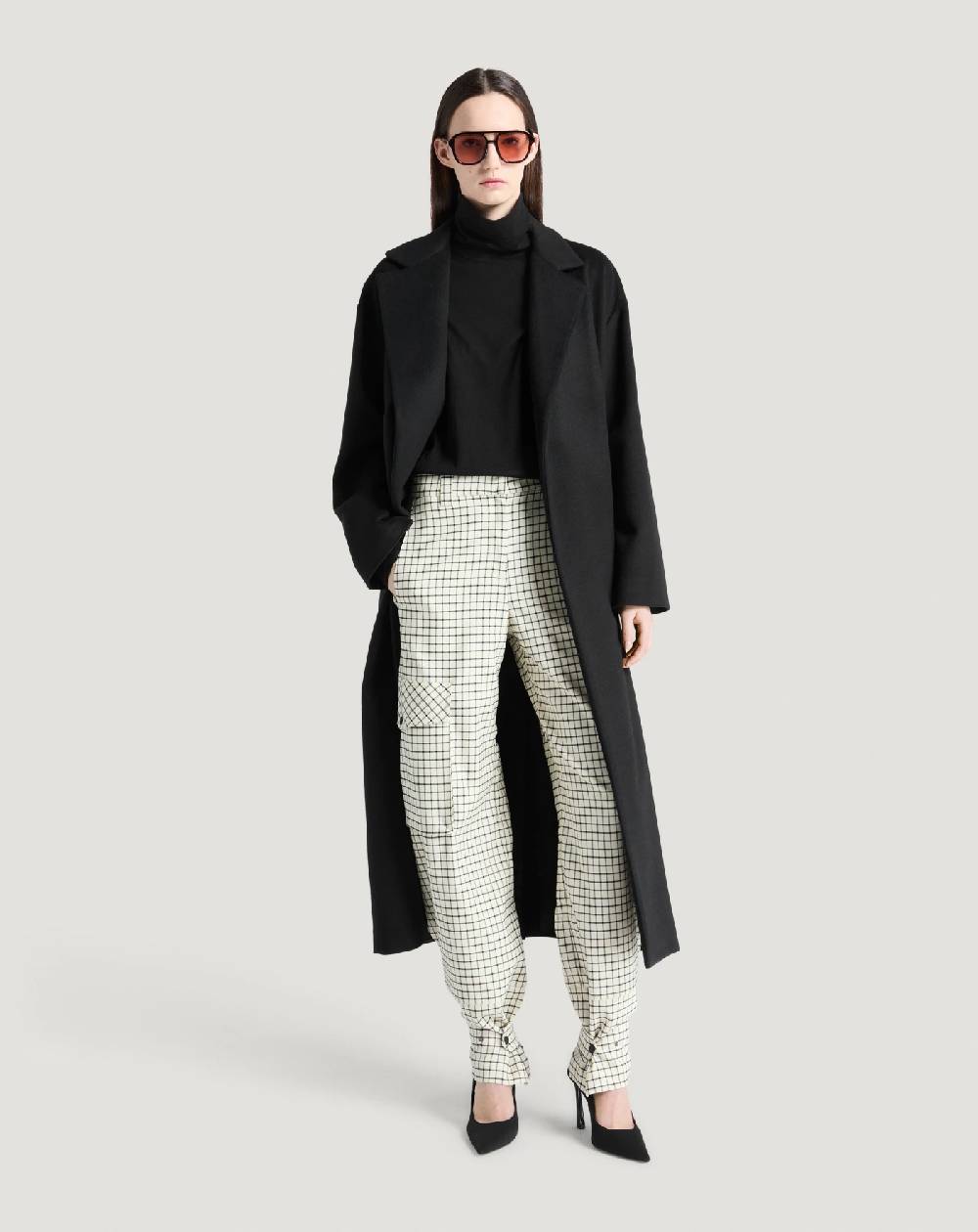 Pt Torino Pantaloni Giselle in lana stretch check Promozione