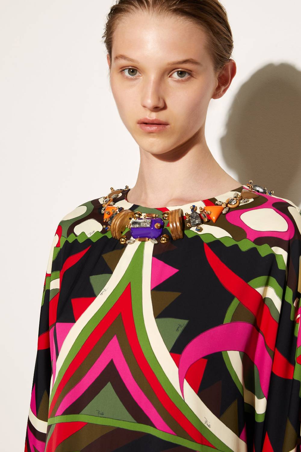 ﻿Pucci Abito kaftano con stampa Vivara e decorazione Saldi Di Fabbrica