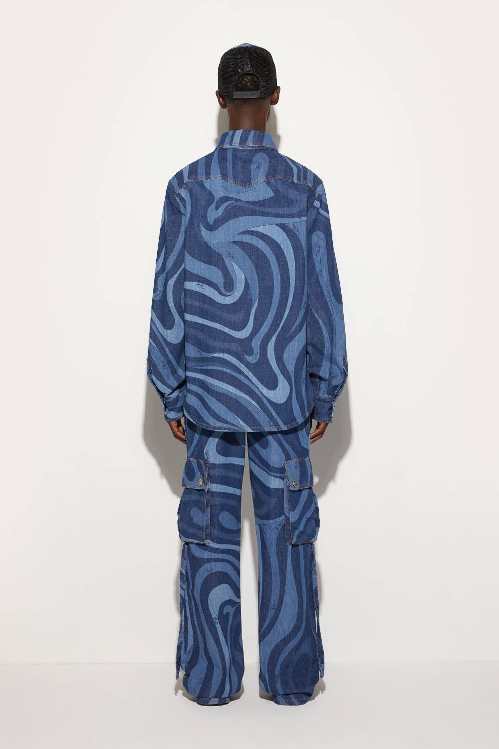 Pucci Camicia in denim con stampa Marmo Promozione