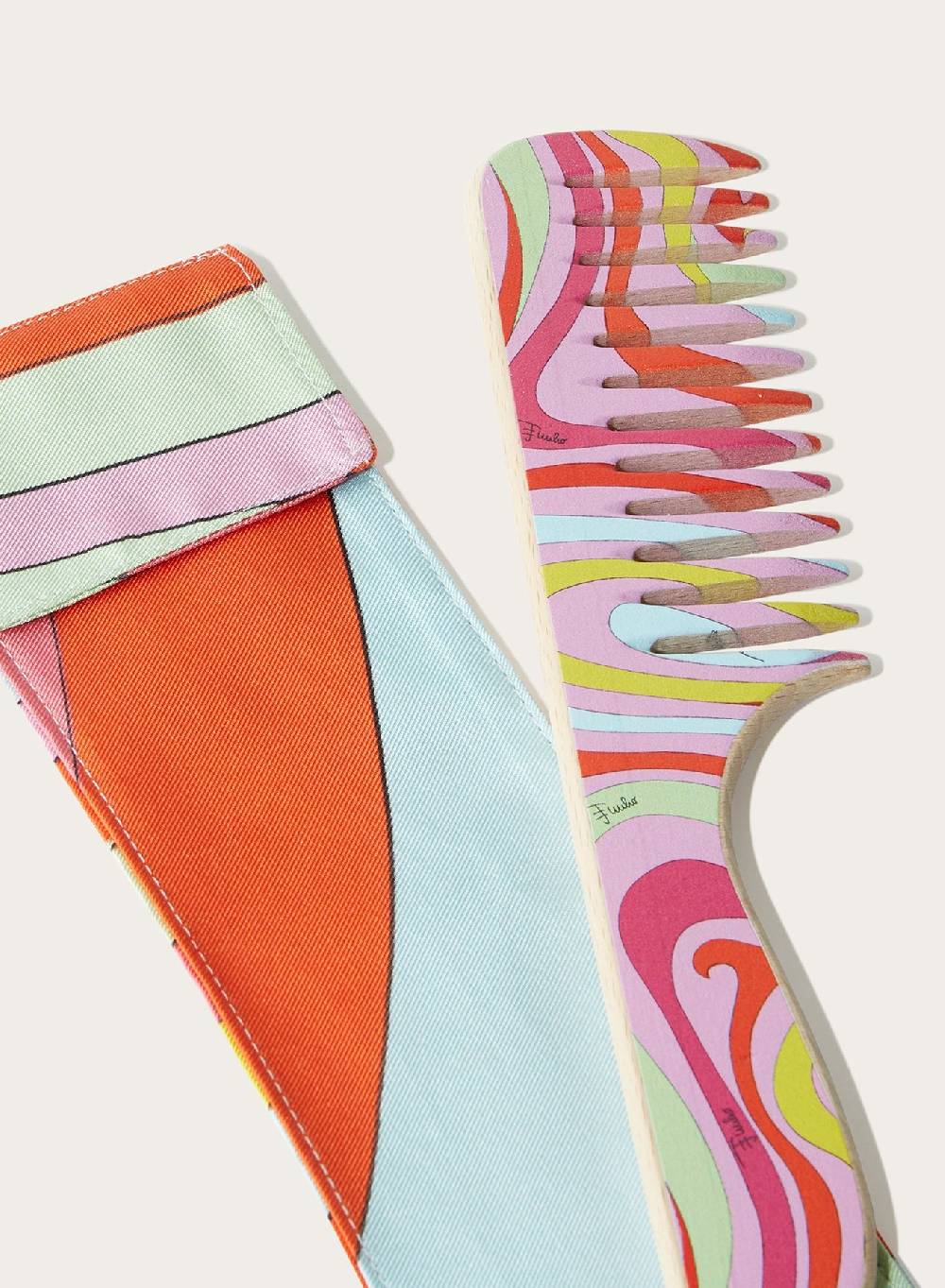 Pucci Set custodia e pettine in legno con stampa Marmo Outlet