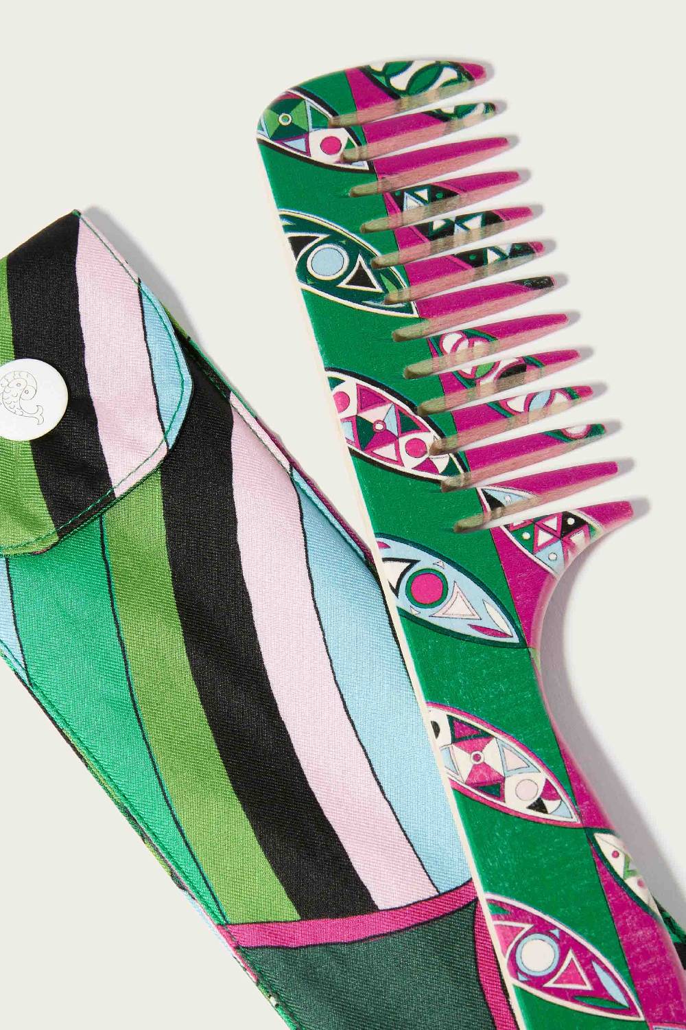 Pucci Set custodia e pettine in legno con stampa Girandole In Linea