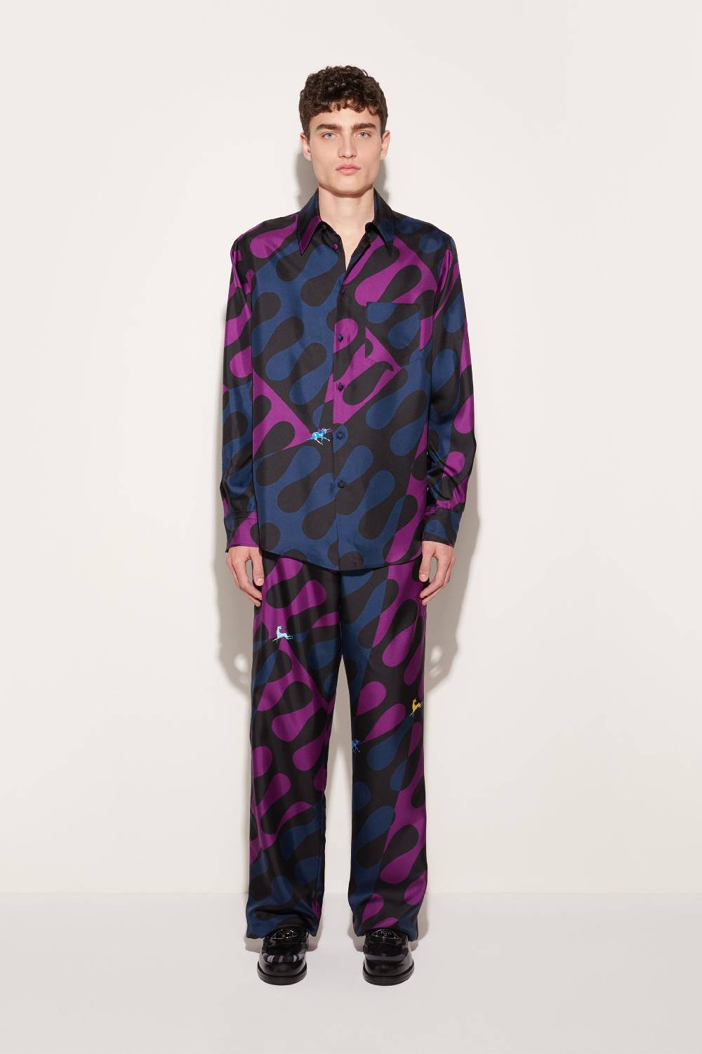 Pucci Camicia in seta con stampa Leocorno Pezzi Unici
