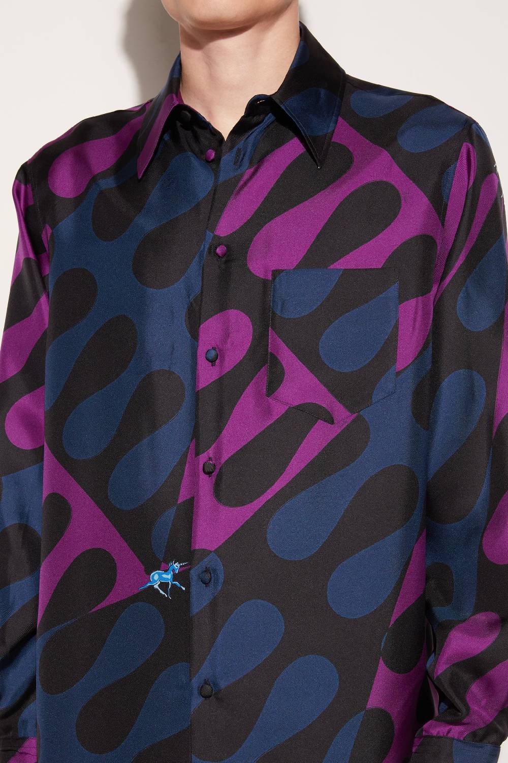 Pucci Camicia in seta con stampa Leocorno Pezzi Unici