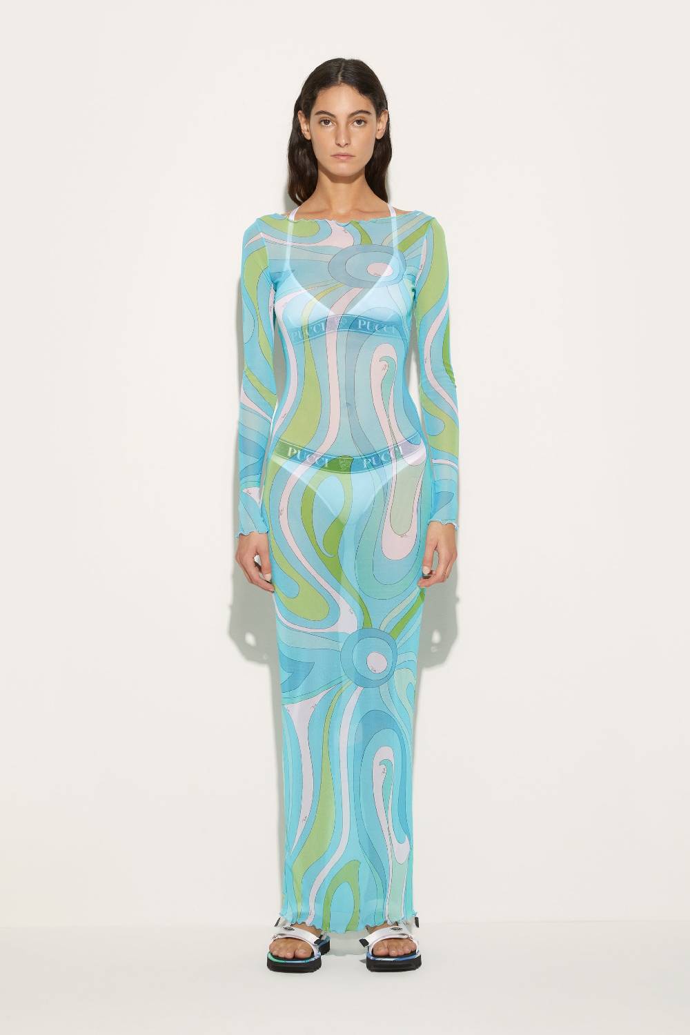Pucci Abito lungo con stampa Marmo Online