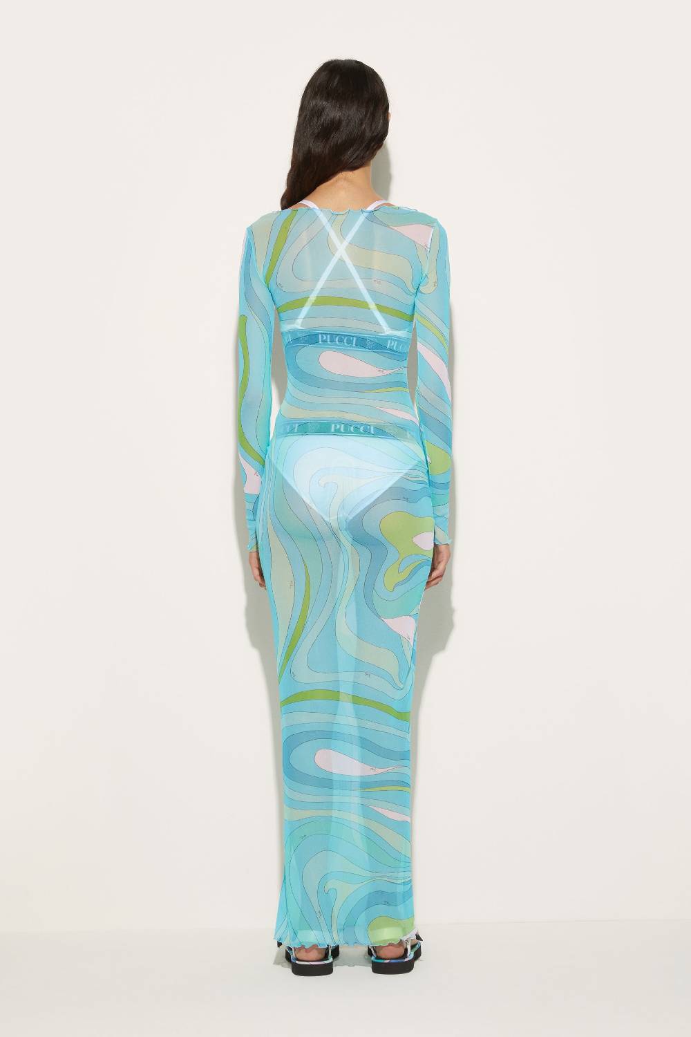 Pucci Abito lungo con stampa Marmo Online