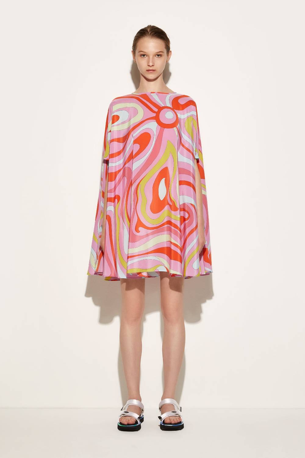 Pucci Abito a mantella in seta con stampa Marmo Shopping Online