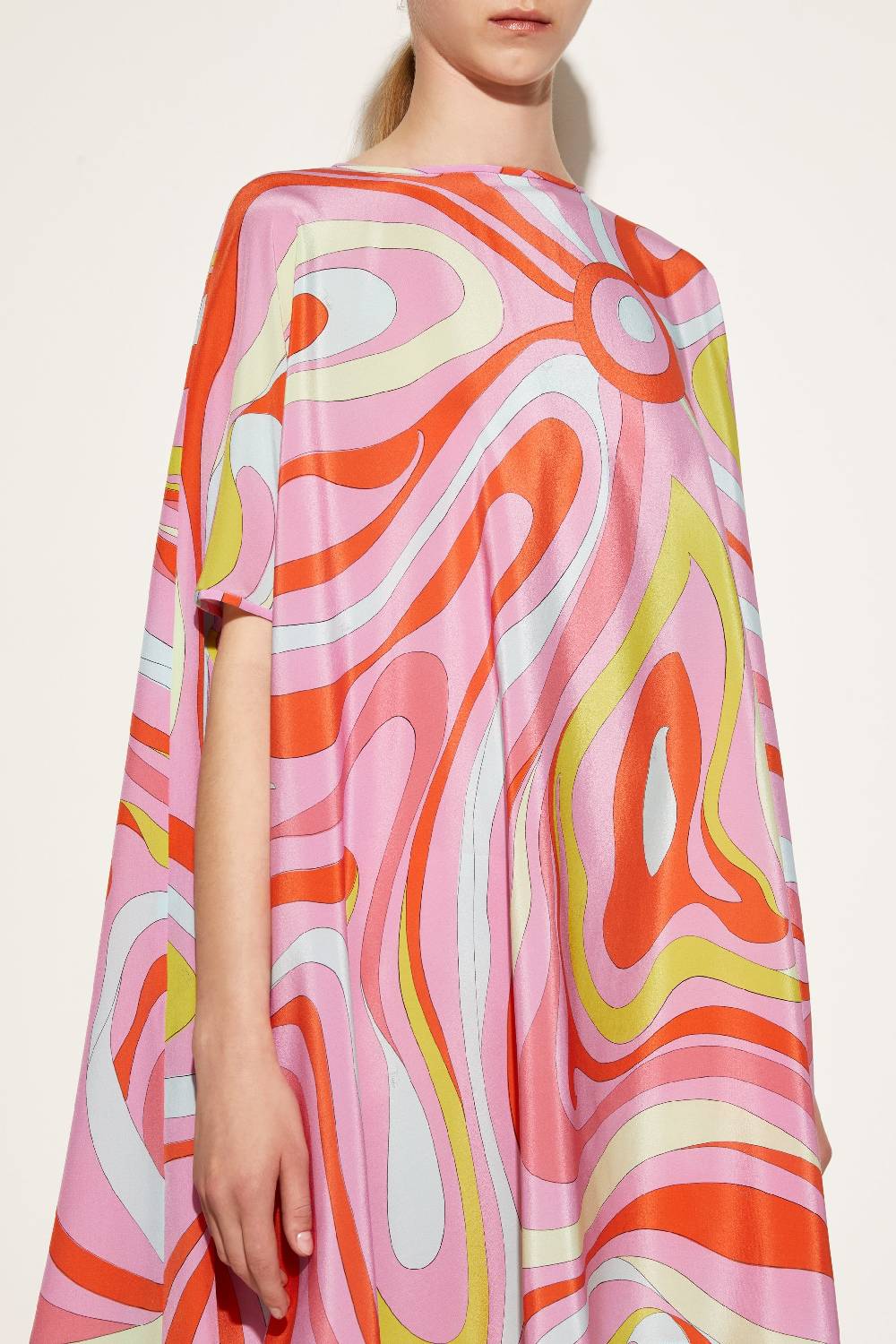 Pucci Abito a mantella in seta con stampa Marmo Shopping Online