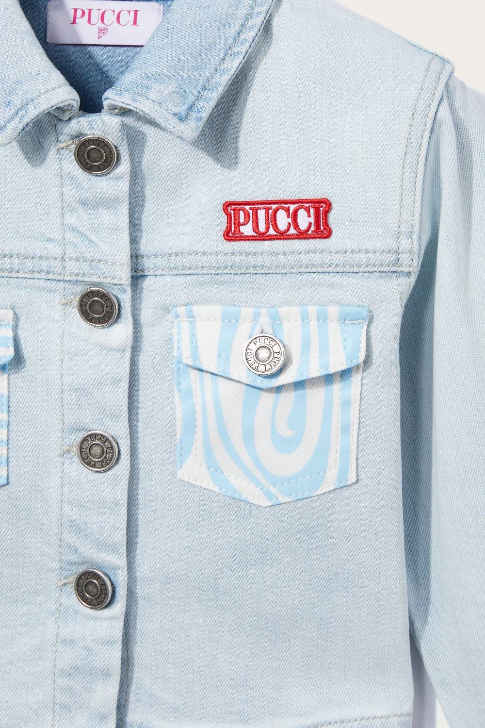 Pucci Giacca in denim con inserti Marmo Qualità
