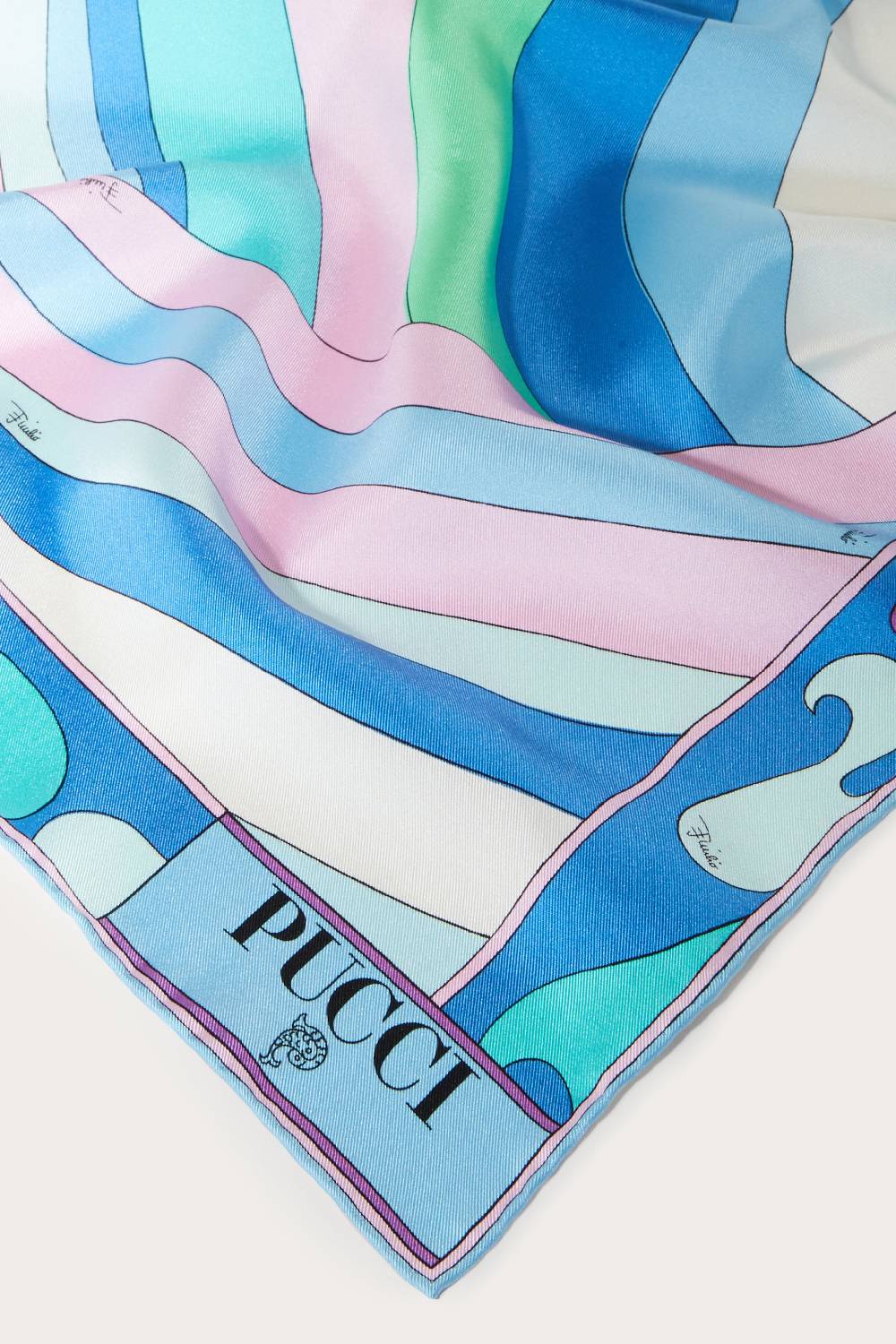Pucci Carré grande in seta con stampe Iride e Marmo Consegna Veloce