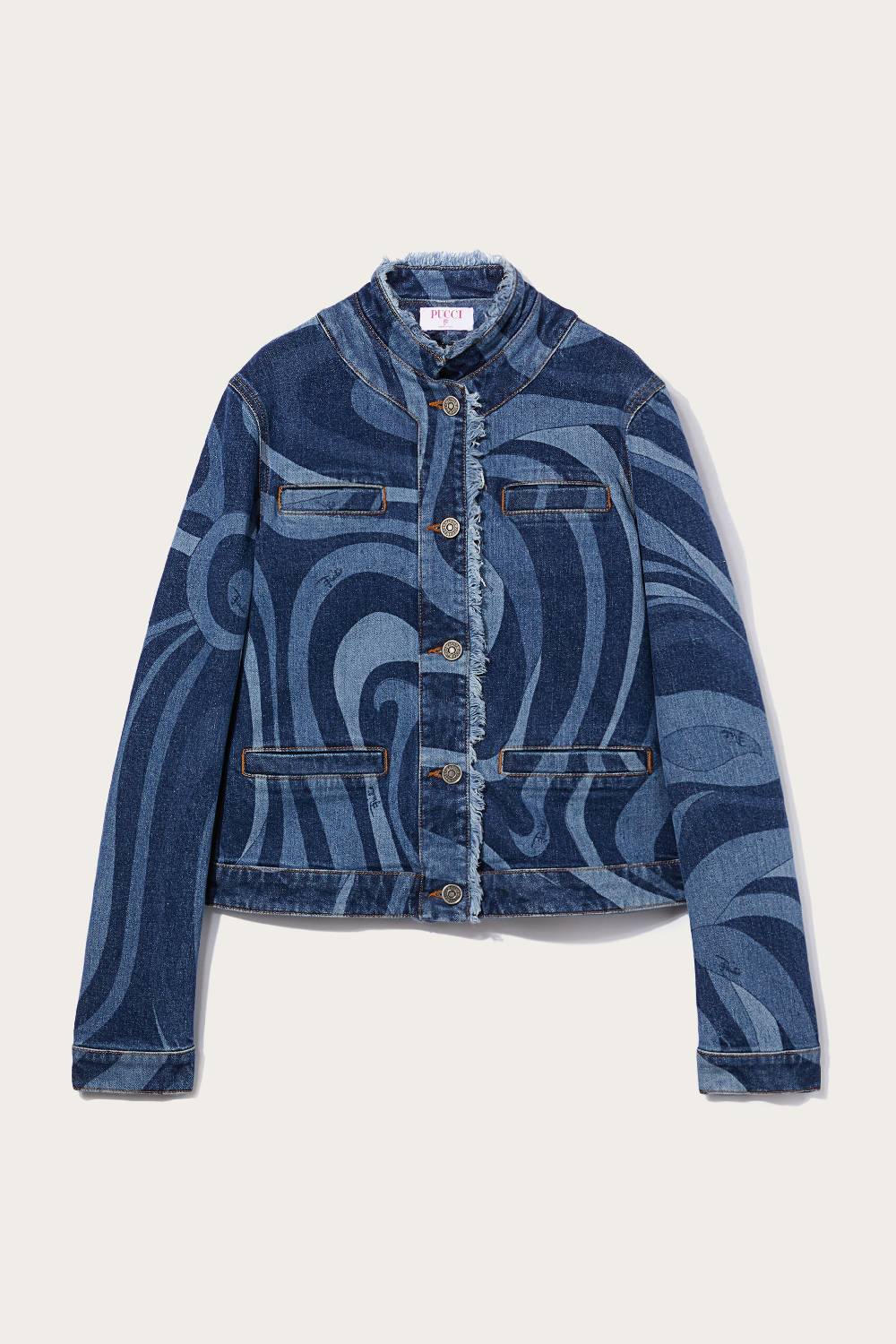 Pucci Giacca in denim con stampa Marmo Offerta speciale
