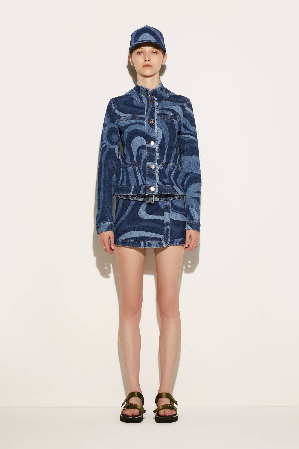 Pucci Giacca in denim con stampa Marmo Offerta speciale
