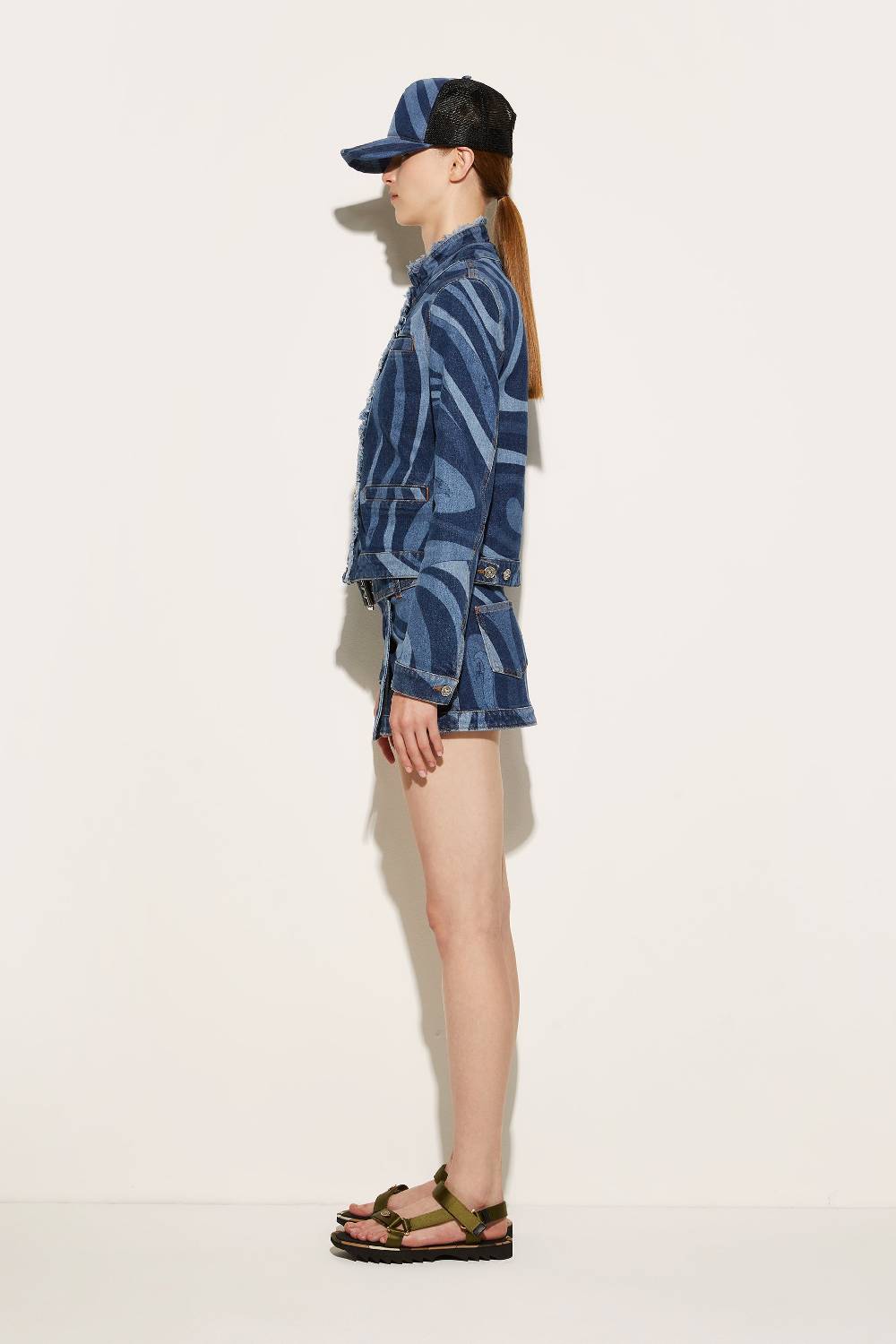Pucci Giacca in denim con stampa Marmo Offerta speciale