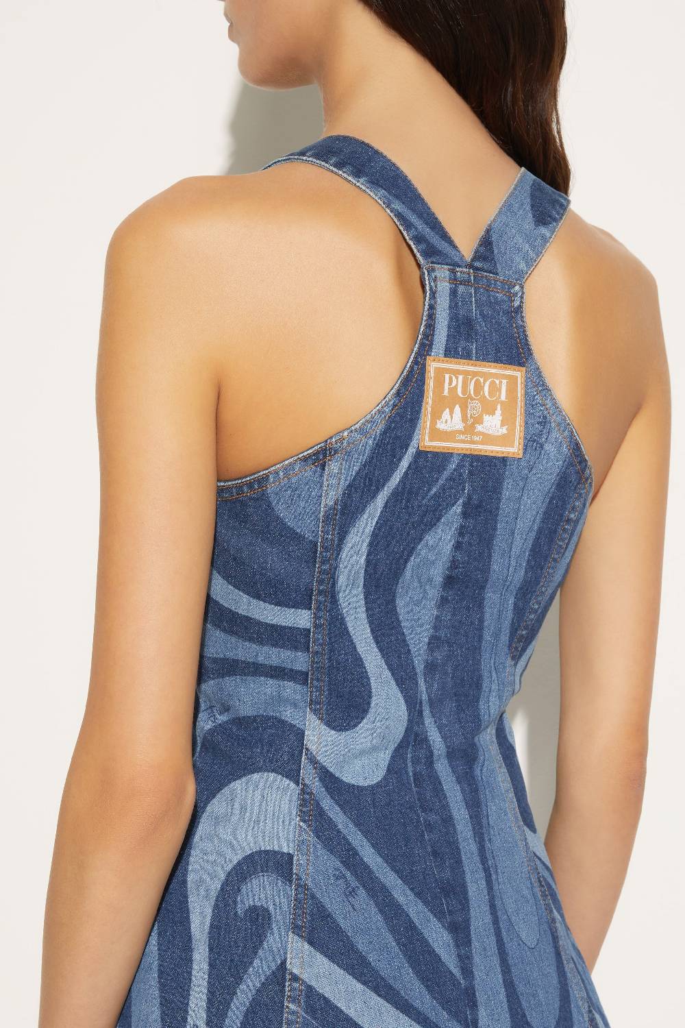 Pucci Abito in denim con stampa Marmo Grande vendita