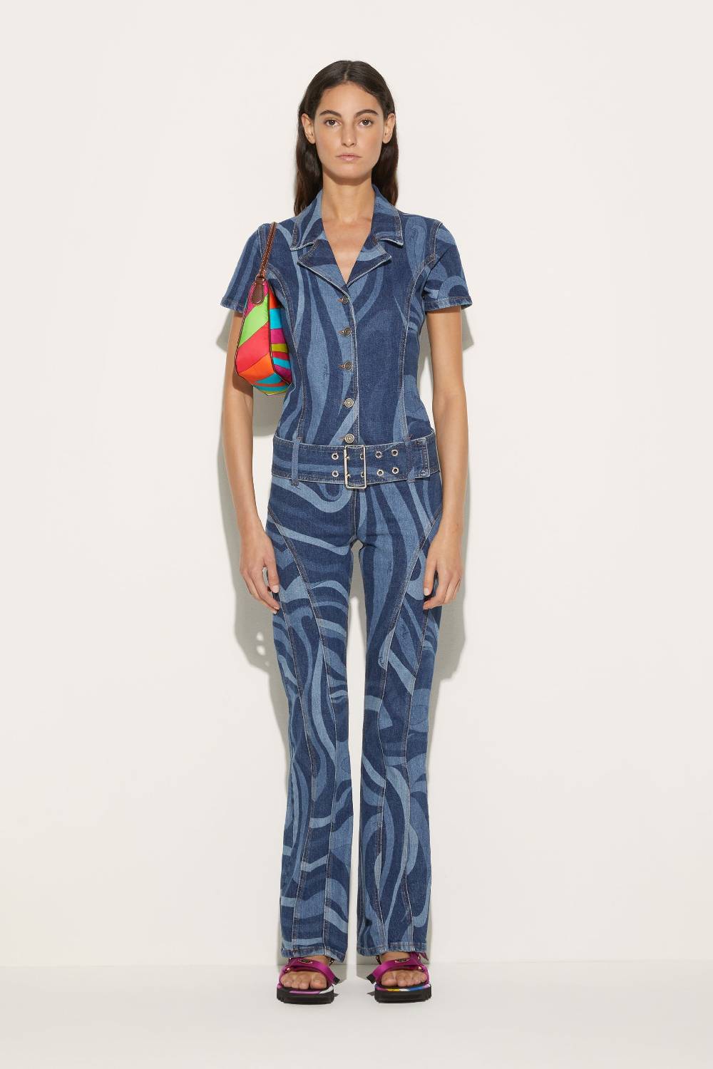 Pucci Tuta in denim con stampa Marmo Flash Sale