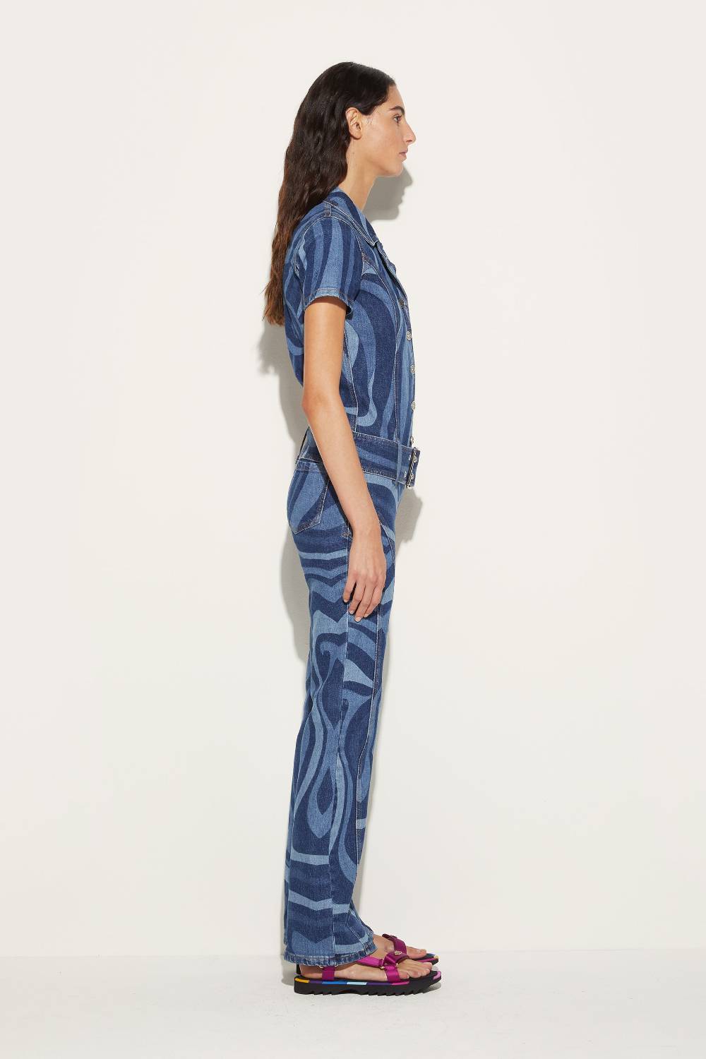 Pucci Tuta in denim con stampa Marmo Flash Sale