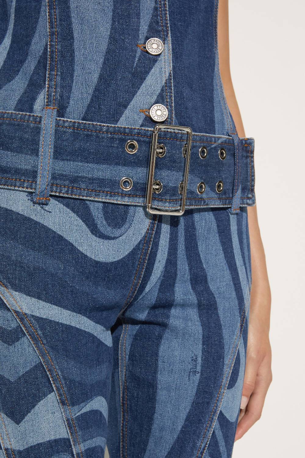 Pucci Tuta in denim con stampa Marmo Flash Sale