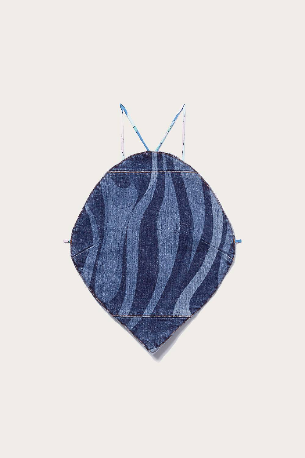 Pucci Top a goccia in denim con stampa Marmo Vendite stagionali