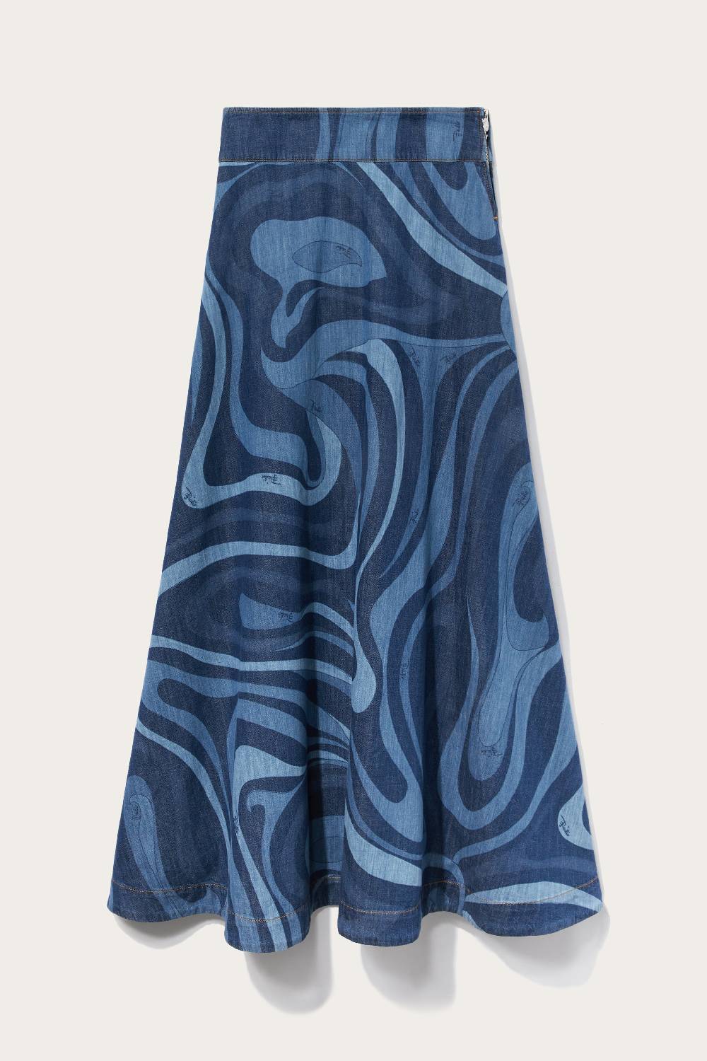 Pucci Gonna lunga in denim con stampa Marmo